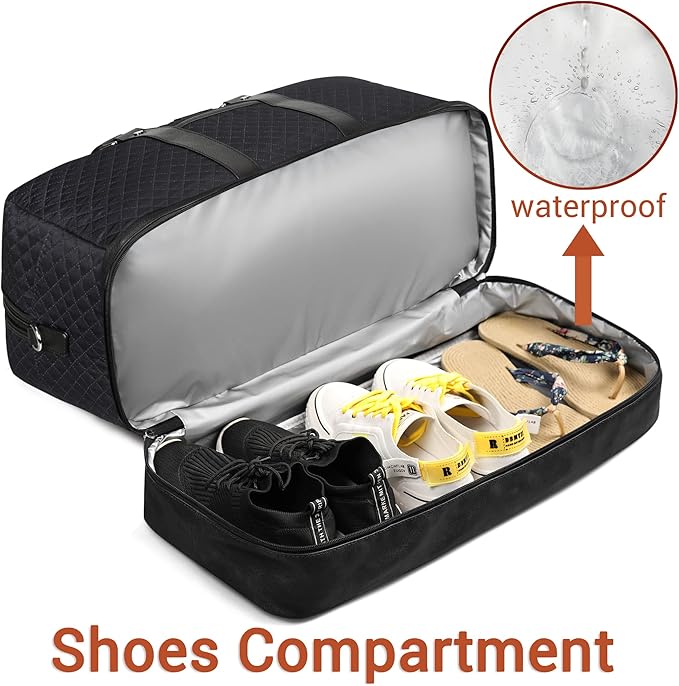Weekender Bag for Women, Large Overnight Bag Canvas Travel Duffel Bag Carry On Tote with Shoe Compartment 21" 3Pcs Set