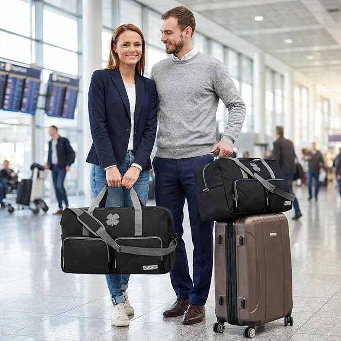 Lucky Travel Duffel Bags 115L, Gym Bag, Travel Bag & Large Duffle Bag for Men, Foldable Overnight Weekender Bags for Women & Men with Adjustable Shoulder Strap, Black