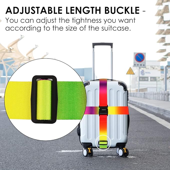 Adjustable Travel Luggage Strap Suitcase Belt Travel Bag Accessories 1.96 in W x 6.23 ft L