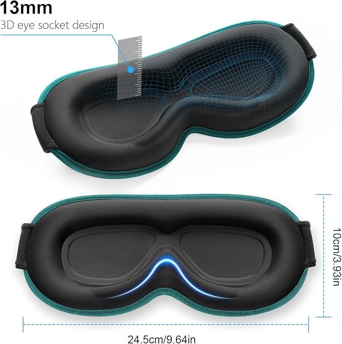 Gritin 100% Blackout Sleep Eye Mask for Women Men,Zero Eye Pressure Sleeping Mask-Ergonomic Design 3D Cutout Eye Movement and Eyelash Friendly Night Blindfold,Soft&Comfortable for Sleeping-Navy Blue