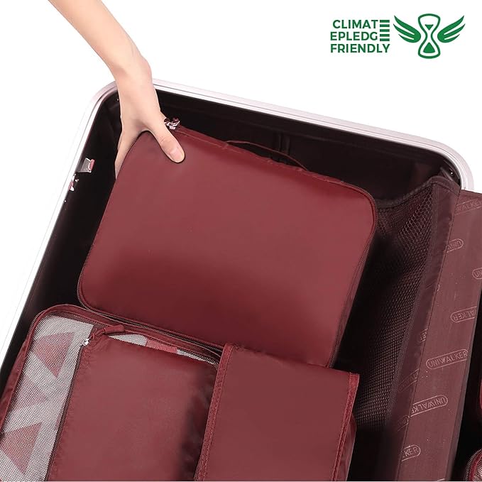 BAGAIL 8 Set Packing Cubes Luggage Packing Organizers for Travel Accessories-Wine Red