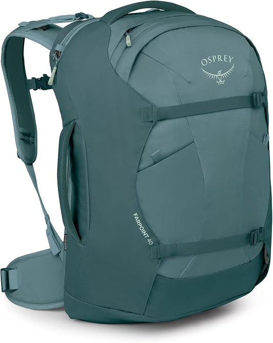 Osprey Farpoint 40L Men's Travel Backpack - Carry On Bag with Laptop Sleeve and Toiletry Pocket, Cascade Blue/Torrent Blue