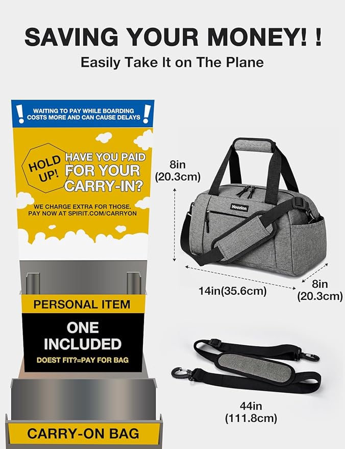 Noozion 14 inch Small Gym Bag for Women & Men, Lightweight Carry On Mini Duffle Bag with Multiple Pockets, Sports Bag for Travel and Workout.
