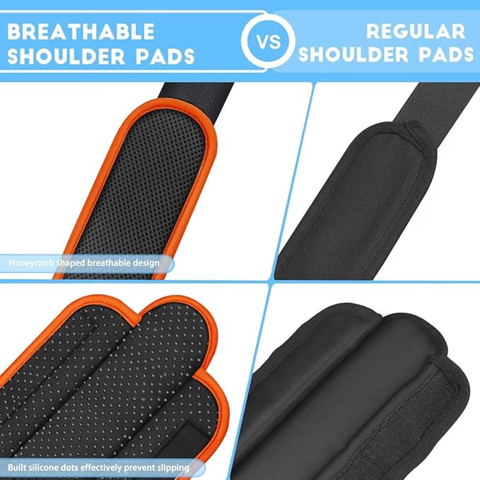 ZINZ 2-Pack Universal Shoulder Pad with Ultra thick Cushion for Bag Luggage Bag Crossbody, Plus Long & Anti-Slip & Breathable,Gray&Orange-2Pack