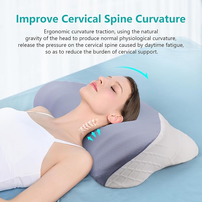 Cozyhealth Cervical Pillow for Pain Relief Sleeping, Ergonomic Contour Memory Foam Neck Pillow for Sleeping, Orthopedic Bed Pillow Side Sleeper Pillow Memory Foam Pillows for Back & Stomach Sleepers
