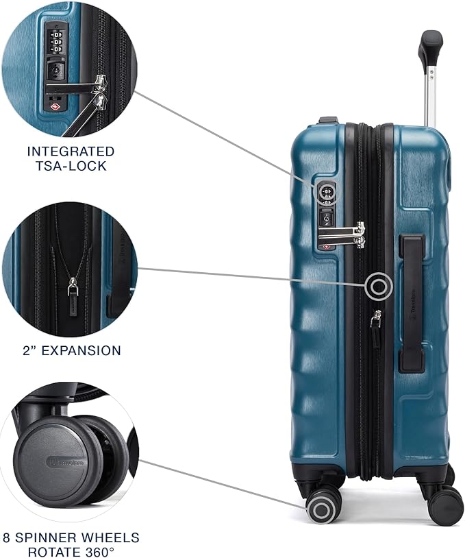 Travelpro Maxlite Air V2 Hardside Expandable Carry on Luggage, 8 Spinner Wheels, Lightweight Hard Shell Suitcase, TSA lock, Teal, Compact Carry On 19-Inch
