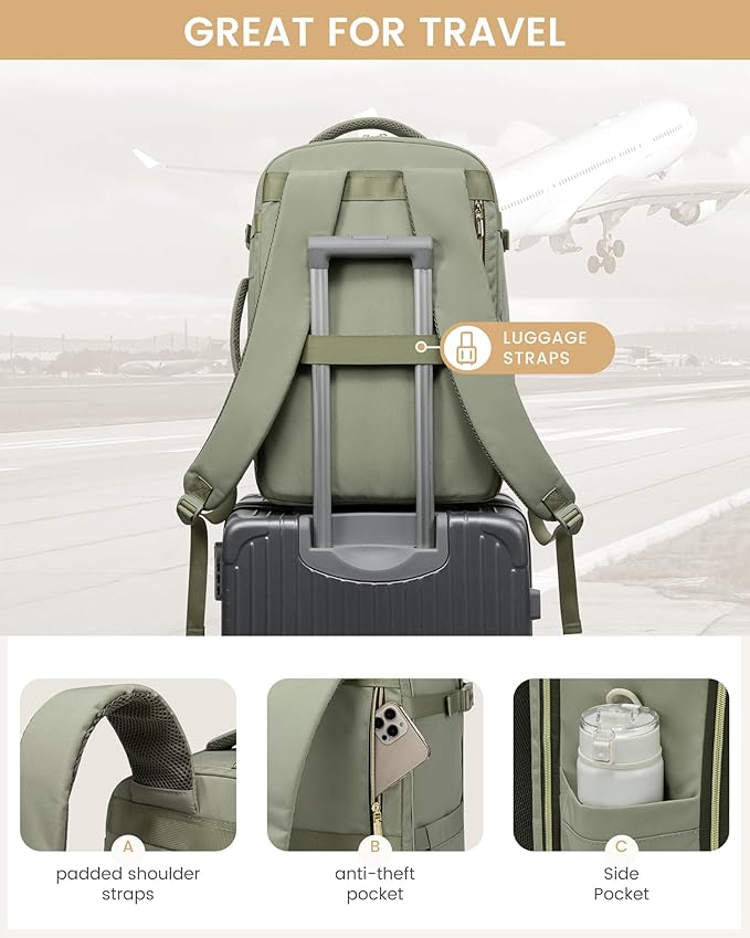 LOVEVOOK Travel Essentials Carry on Backpack 40L Travels Backpack for Women,Waterproof TSA Personal Item Travels Bag Airline Flight Approved,Large Carry on Luggage Laptop Backpack with Packing Cubes
