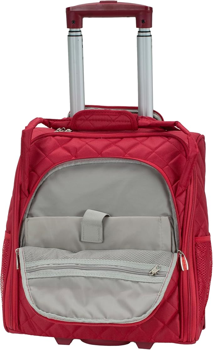 Rockland Melrose Upright Wheeled Underseater Luggage, Red, Carry-On 15-Inch