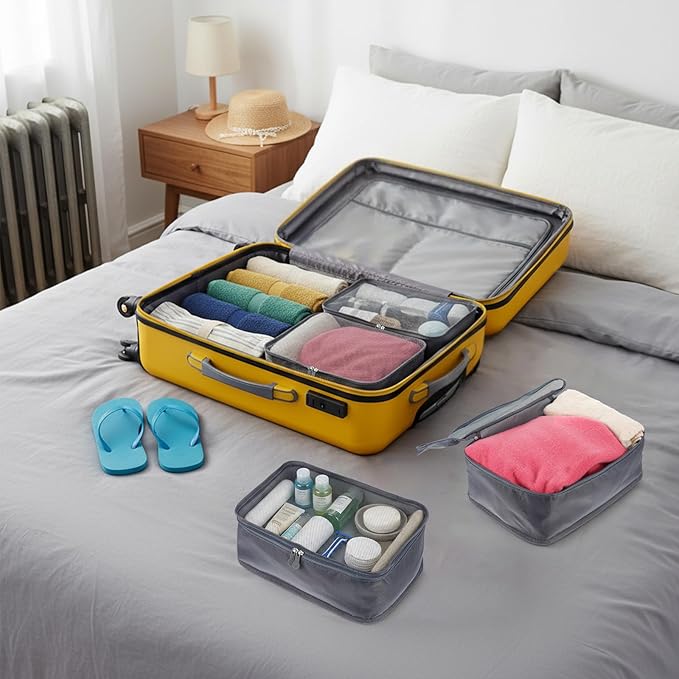 6 Pcs Packing Cubes, Mesh Travel Organizers, Foldable Laundry Bags, Water Resistant Clothing Storage for Travel, Camping, Backpacking