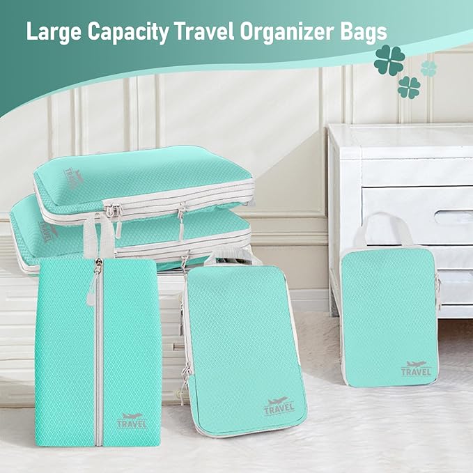 5 Set Packing Cubes For Travel Essentials, Luggage Packing Organization Cubes Suitcase Organizer Bags Set For Luggage Travel Packing Cubes For Suitcases Durable (5 Pcs, Blue)