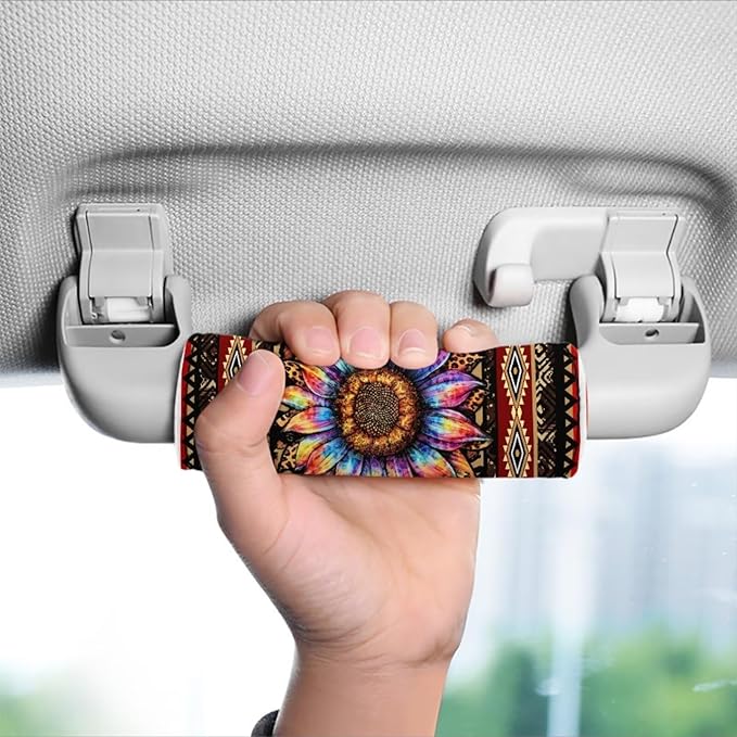 BIGCARJOB Travel Handle Cover Set Sunflower Leopard Print Luggage Handle Cover Set 2 Pcs Luggage Accessories Suitcase Identifier Protective Cover