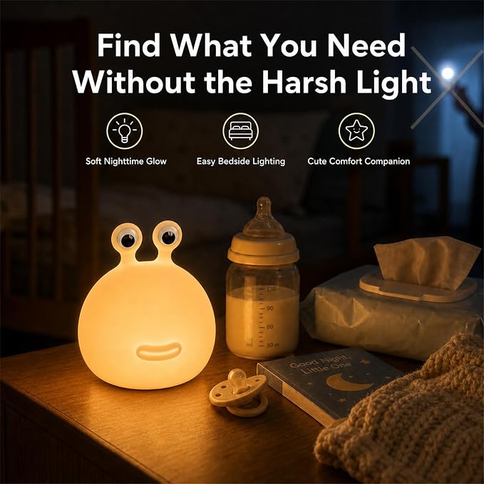 Slug Night Light Official Licensed Genuine Silicone Lamp | Don't Bug Me Gifts for Classroom Bedroom, Cute Animal Bedside Lamp for Kids, Nursery Squishy Lamp for Baby Breastfeeding.