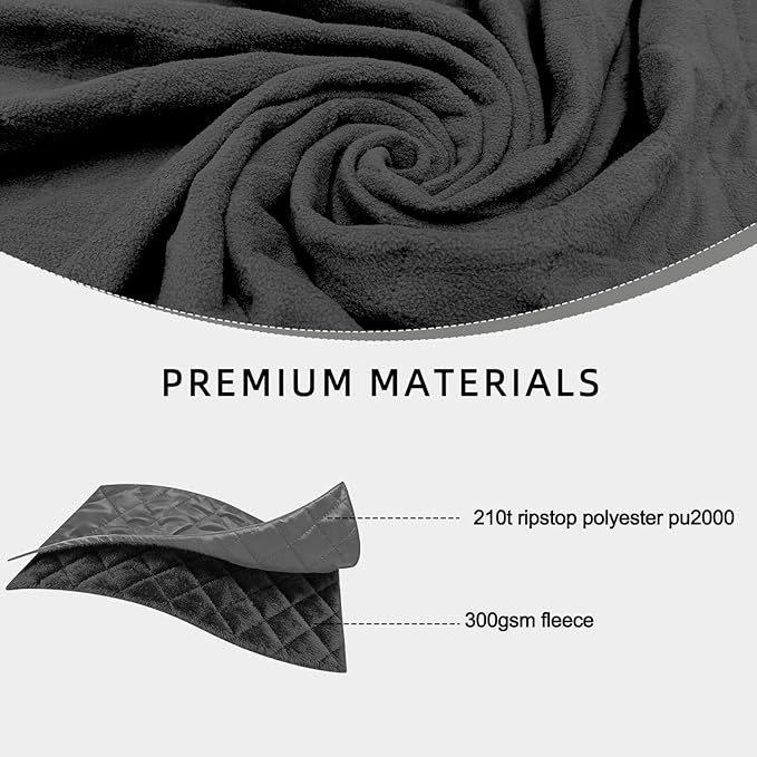 Large Waterproof Outdoor Camping Blanket, 80 x 58 inch Fleece Picnic Blankets Windproof Travel Stadium Blanket for Beaches Pets Car Camp Picnic Mat for Both Cold & Warm Weather