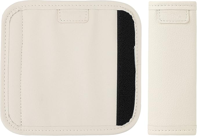 KINIVA 2 Pack Set White Vegan Leather Luggage Handle Wraps, Luggage Identifiers, Travel Accessories