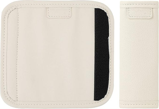 KINIVA 2 Pack Set White Vegan Leather Luggage Handle Wraps, Luggage Identifiers, Travel Accessories