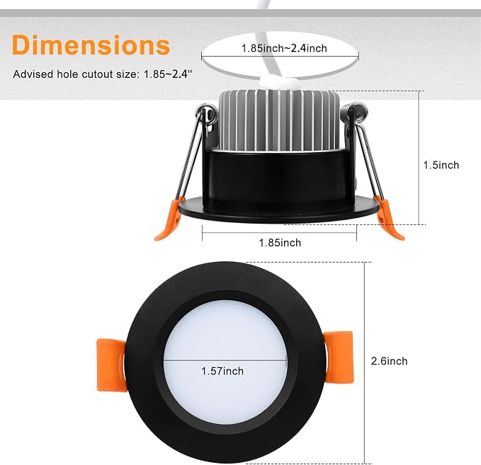2 Inch LED Recessed Lighting, Dimmable Downlight 3W(35W Halogen Equivalent), CRI80, 4000K Natural White Ceiling Light with LED Driver (16 Pack)