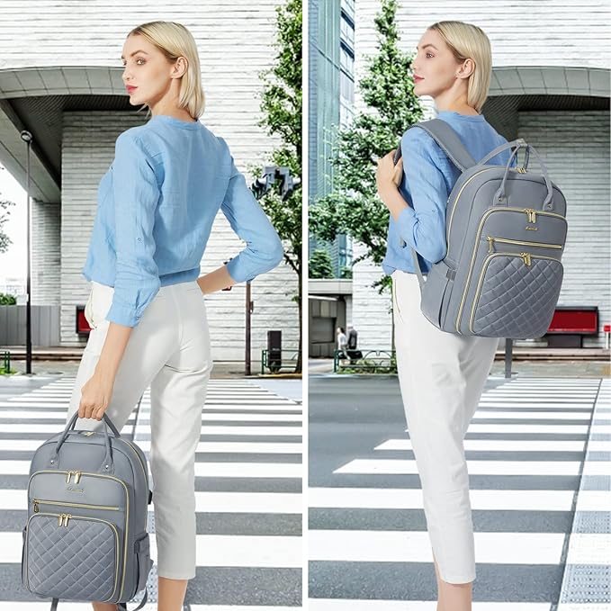 LOVEVOOK Laptop Backpack for Women, Water Resistant Travel Work Backpacks Purse Stylish College Business Teacher Nurse Computer Bag with USB Charging Port, Fits 15.6" Laptop