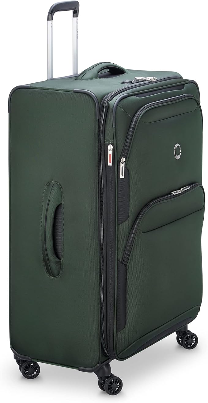 DELSEY PARIS Sky Max 2.0 Softside Expandable Luggage with Spinner Wheels 3 Piece Set, Green, 21, 24, 28 Inch