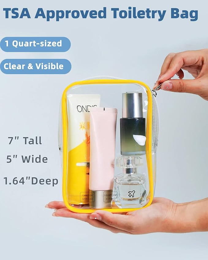 Packing Cubes 1 Quart Size Travel Bag TSA Approved Toiletry Bag Clear Small Purse Pouch International Long Flight Must Haves for Toiletries Makeup Liquids Airplane Europe Vacation Essentials