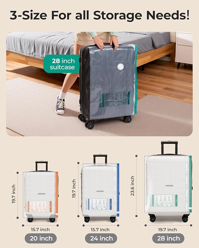 BAGSMART Vacuum Bags for Travel with Rechargeable Air Pump, Portable Space Saver Bags for Travel & Home, Vacuum Compression Seal Bag for Clothing, Blanket, 12 Pack Multicolor