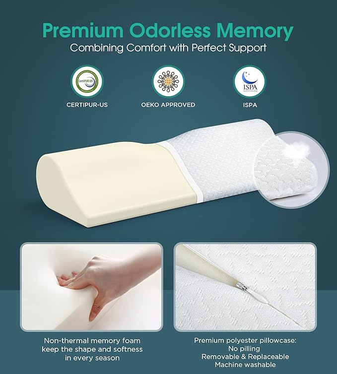 Cervical Neck Pillows for Pain Relief Sleeping, High-Density Memory Foam Pillow Neck for Bolster Support and Shoulder Relaxer, Decompression Devices Orthopedic Roll Pillow for Bed Office White