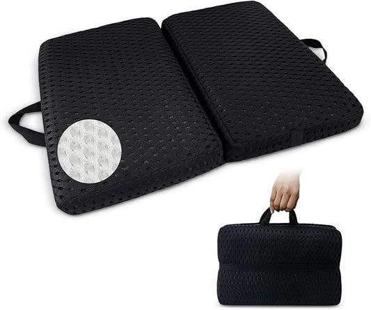 Portable Seat Cushion, Breathable 3D Fabric Foldable Seat Cushion for Stadium Bleachers/Airplane Travel; Soft, Thick & Ligheweight; Versatile Cushions for Bleachers, Flights, Camping, Office(Black,S)