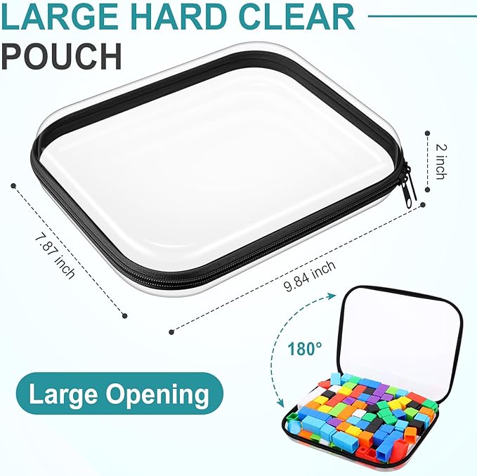 Sanwuta 6 Pcs Clear Hard Zipper Case Plastic Zipper Pouches Transparent Makeup Bag Pencil Case Pouches Toiletry Diaper Bag for Travel Toy Storage Organizer Bins(Black,9.84 x 7.87 x 2 Inch)