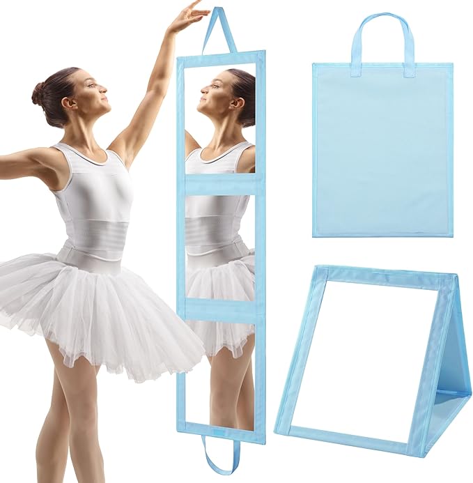 ROYALAY Foldable Full Length Mirror with Handle - 47 * 13in Portable Travel & Backstage Mirror (Blue)