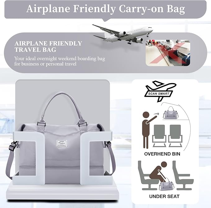 Weekender Bags for Women,Personal Item Travel Bag with Shoes Compartment,Overnight Travel Duffel Bag with Toiletry Bag