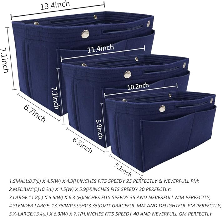 LEXSION Felt Purse Organizer Insert - Multi Pocket Bag in Bag Organizer Shaper
