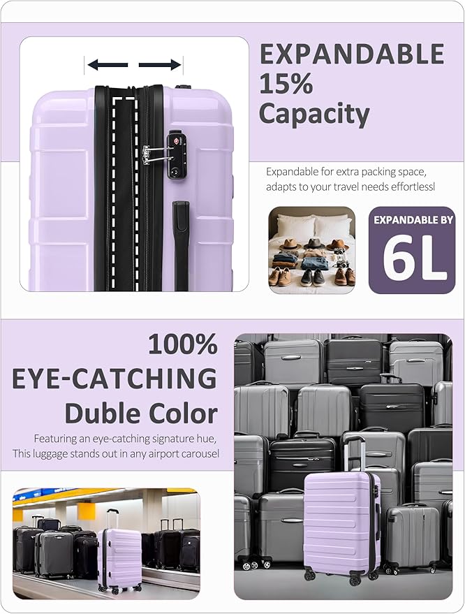 Tolino Carry on Luggage Checke Airline Approved,24 Inch Hardside Suitcase with Wheels TSA Lock, PC+ABS Lightweight Carry on Suitcases for Women and Men