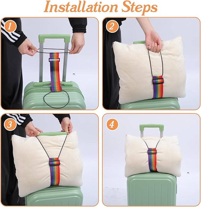 2 Pcs Elastic Suitcase Belt, Luggage Straps,Adjustable Travel Carry Strap, Add a Bag Bungees, Elastic Wrap Belts, Travel Accessories for Bag to Suitcase Handle (Multicolor)
