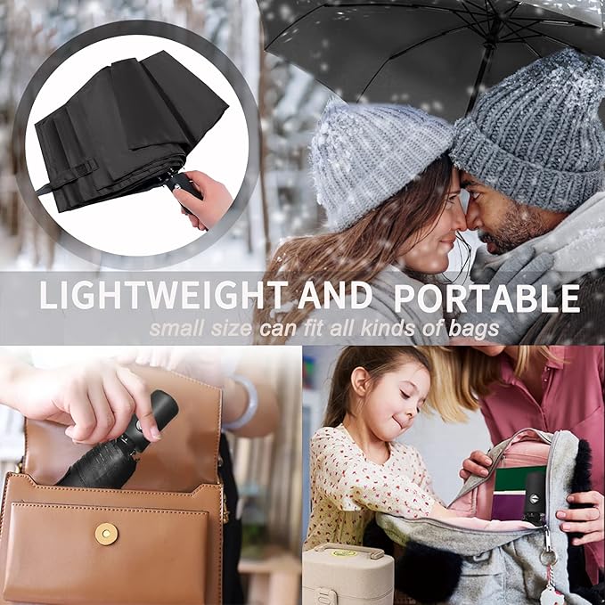 SIEPASA Two Pack The Original Portable Travel Umbrella for Rain Windproof, Perfect Car Golf Umbrella, Backpack, and On-the-Go.(Black & Navy Blue, 2 Pack)
