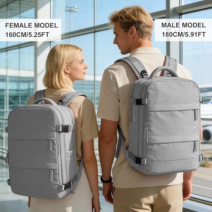 coowoz Vacuum Backpack Travel with Pump,Travel Backpack with Vacuum System For Women Men,Carry On Backpack,Hiking Backpack Waterproof Outdoor Sports Rucksack Casual Daypack,30L(Vacuum pump) Grey