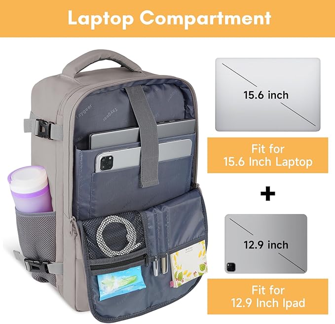 Taygeer Laptop Backpack Purse for Women, Backpack for College Essentials with 15.6inch Laptop Compartment, Travel Bag Airline Approved CarryOn Work Bag for Nursing Doctor Business Travel, Brown