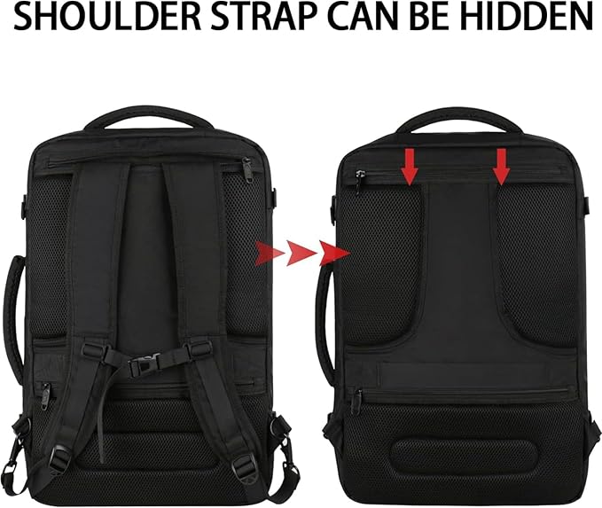 Vancropak 35L Carry on Bags for Airplanes, Luggage Backpack for Travel, Flight Approved Travel Bag for Men & Women, Water Resistant Suitcase Backpack Weekender Business Daypack Overnight Bag, Black
