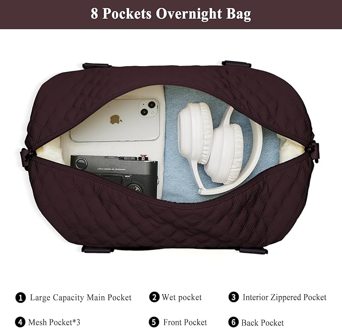 SYCNB Travel Duffel Bag for Women, Gym/Weekender/Carry-On Bags with Toiletry Bag & Adjustable Strap,Personal Item Bags