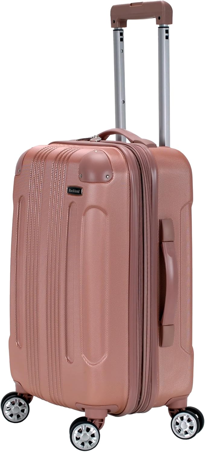 Rockland London Hardside Spinner Wheel Luggage, Rosegold, Carry-On 20-Inch
