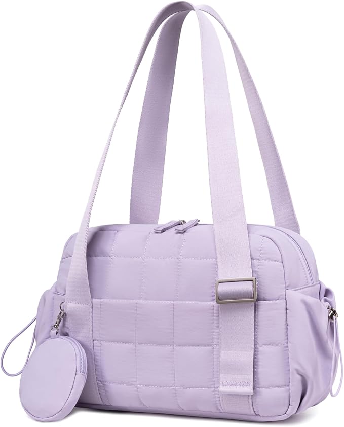 CAMTOP Mini Gym Bag for Women, Small Gym Tote Bag Puffy Quilted Sports Duffel Bag with Wet Compartment and Coin Purse Duffel Bags Dance Yoga Workout Bag for Gifts