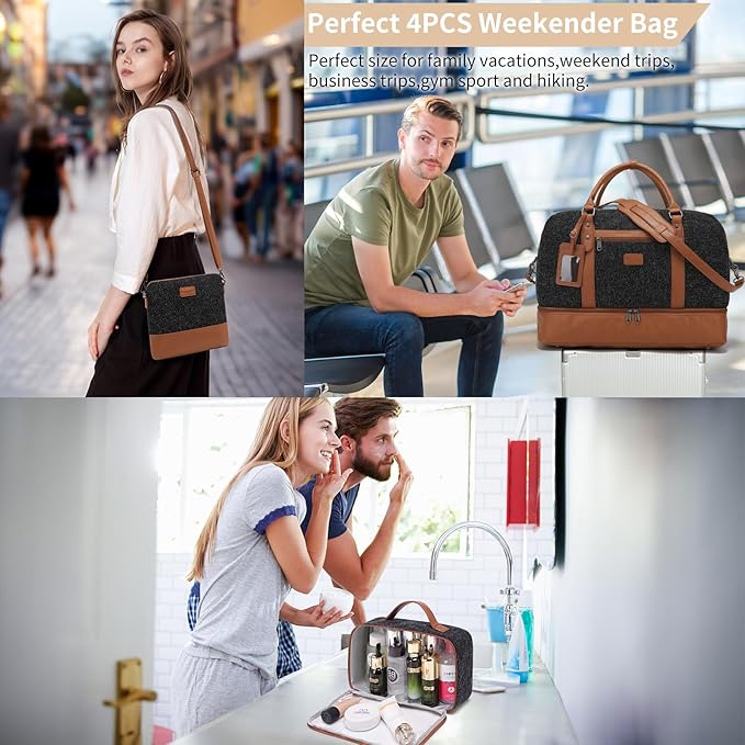 Wogarl Weekender Bags for Women Large Overnight Bag Weekend Travel Duffel Bag Carry on Shoulder with Shoe Compartment Toiletry Bag for Travel Business Gym