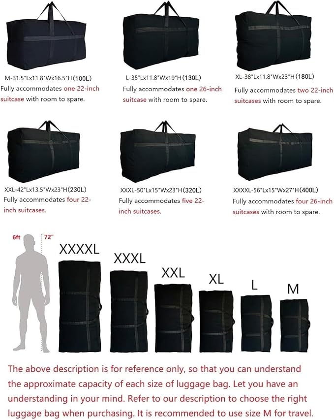 Extra Large Storage Duffle Bag with Zippers and Handles, Big Foldable Duffle Bag for Travel Blue 60L