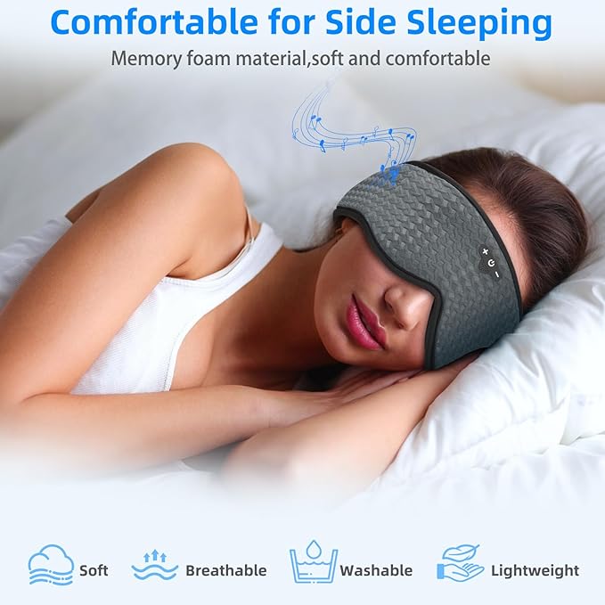Sleeping Eye Mask with Bluetooth Headphones, 3D Sleep Eye Mask, Adjustable Sleep Mask for Men Women, Bluetooth Sleep Mask for Light Block Out