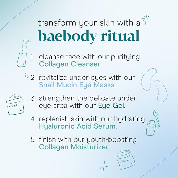 Baebody Advanced Snail Mucin Under Eye Masks (6 Pairs), Under Eye Patches for Puffy Eyes and Dark Circles, Hydrating Under Eye Patches to Reduce Fine Lines, Under Eye Patches Korean Inspired