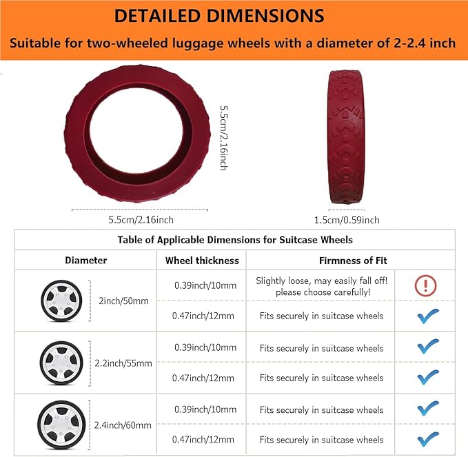 Luggage wheel covers suitcase wheels protectors for dual-wheeled luggage suitcase with a diameter of 2-2.4inches /5-6cm, Green