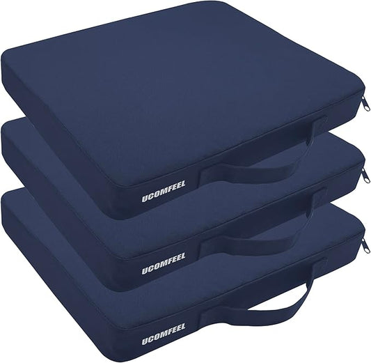 Stadium Seat Cushions, Portable Bleacher Cushions with Handle, Waterproof Oxford Fabric, Zipper Design (Blue - 3 Pack)