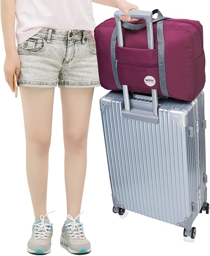 WANDF For Spirit Airlines Personal Item Bag 18x14x8 Travel Duffel Bag Underseat Foldable Carry-on Luggage for Women