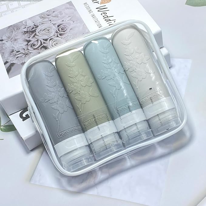 Silicone Travel Bottles for Toiletries, TSA Approved Leak-Proof Toiletry Containers for Airplane & Vacation