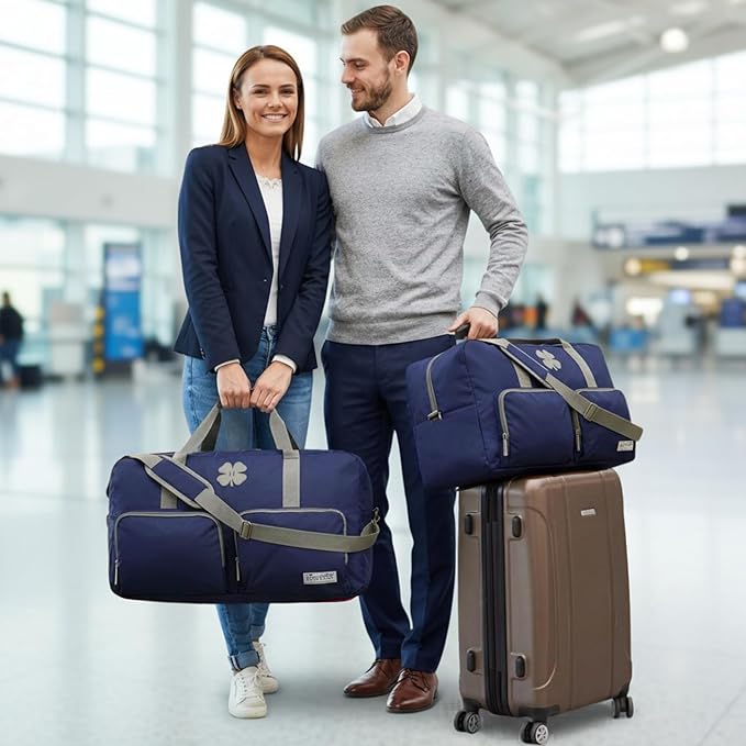 Lucky Travel Duffel Bags 85L, Gym Bag, Travel Bag & Large Duffle Bag for Men, Foldable Overnight Weekender Bags for Women & Men with Adjustable Shoulder Strap, Navy