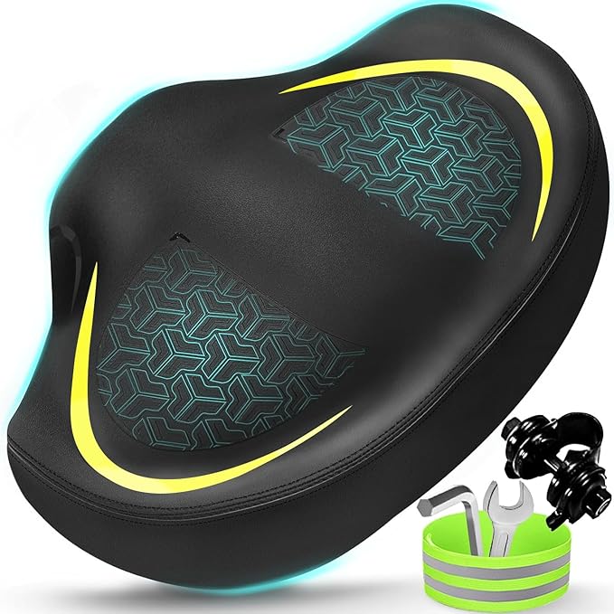 Noseless Bike Seat Cushion for Men & Women - Extra Padding & Comfort Wide Bicycle Seat, Oversized Comfortable Saddle for Peloton Bikes, Exercise Bikes, Electric Bikes, Cruiser Bikes