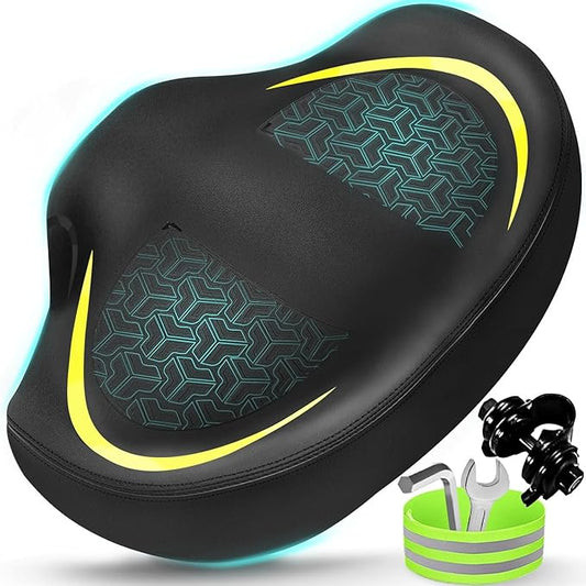 Noseless Bike Seat Cushion for Men & Women - Extra Padding & Comfort Wide Bicycle Seat, Oversized Comfortable Saddle for Peloton Bikes, Exercise Bikes, Electric Bikes, Cruiser Bikes